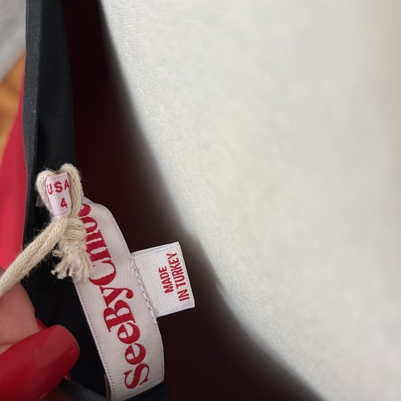 LAST CHANCE🚨 NWT See by Chloé Burgundy/Black Color Block Midi Dress - Picture 8 of 13